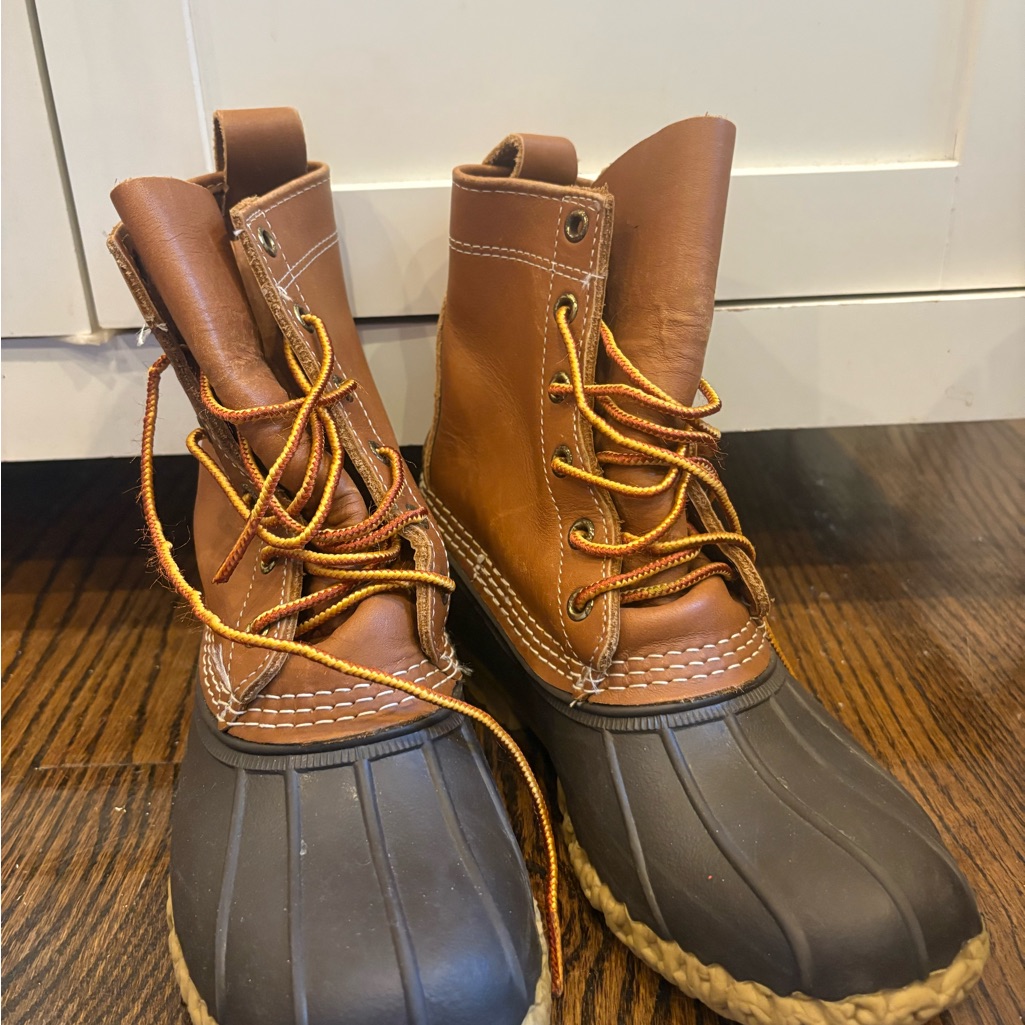 L.L. Bean Brown Leather And Dark Brown Duck Boots